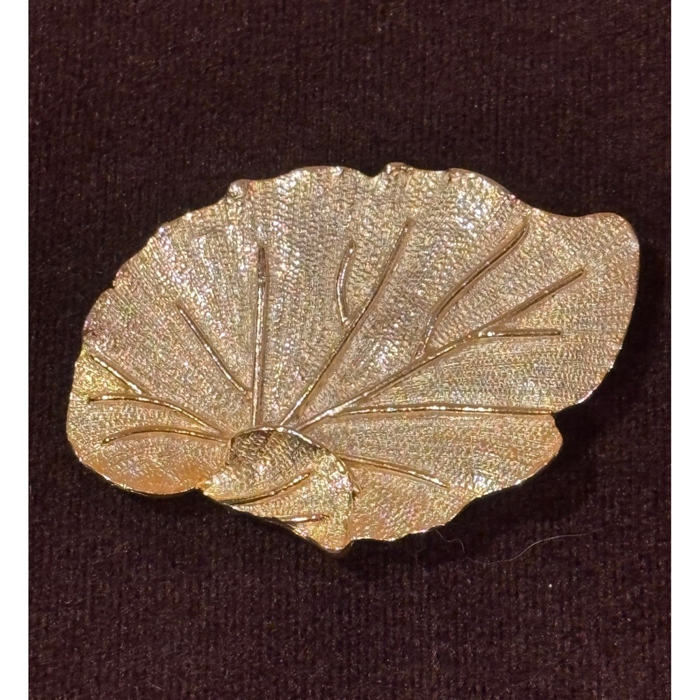 Vintage Gold Tone Textured Leaf Shell Belt Buckle Botanical Nature replacement.